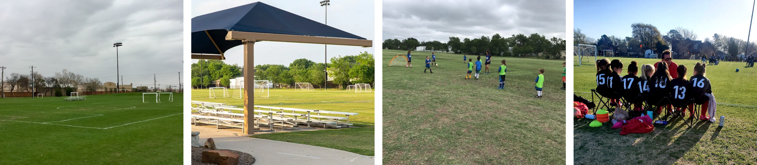 Four images of little elm park soccer fields