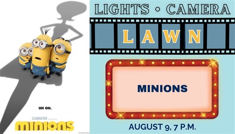 Minions movie cover image for the movie at the lawn
