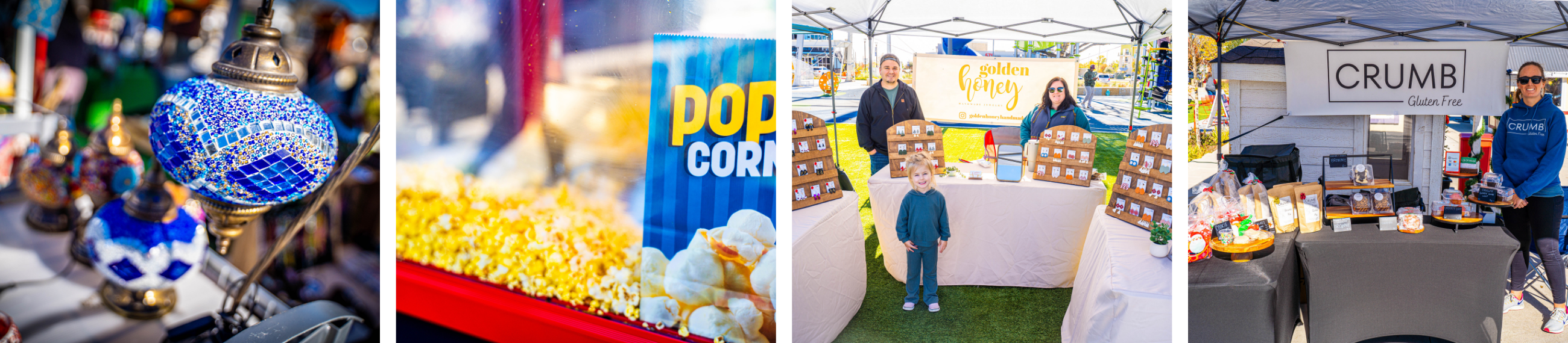 Four images of vendors at a little elm event